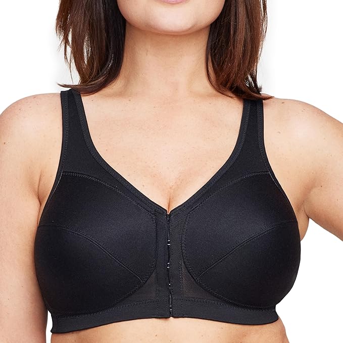 GLAMORISE Plus Size MagicLift Front-Closure Posture Back Bra Wirefree BLACK 40K