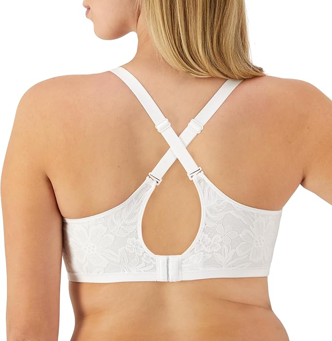 BALI Lace Underwire Bra, Breathe Cotton Modal Lace Bras WHITE 34DD