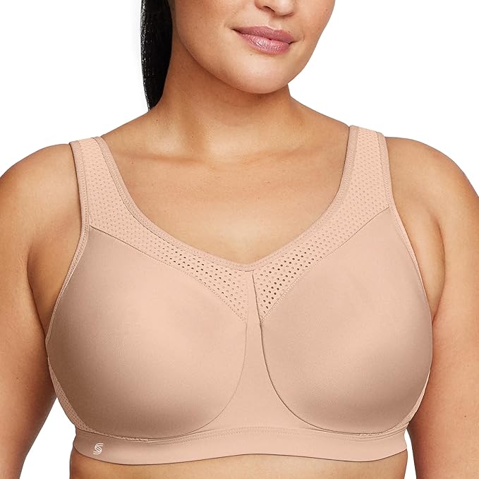 GLAMORISE Full Figure High Impact Wonderwire Sports Bra Underwire CAFÉ 34F