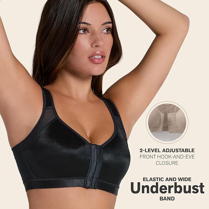 LEONISA Multi-Functional Posture Corrector Bra Wireless Front Closure BLACK 34B