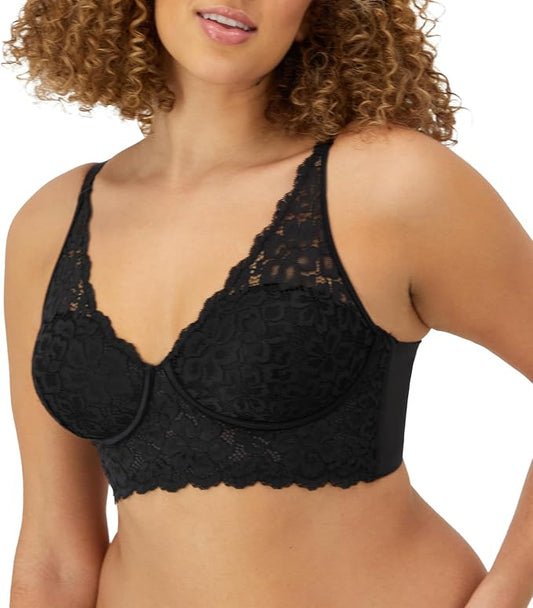 MAIDENFORM Lace Bralette, Padded Longline Bralettes BLACK 40C