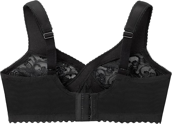 GLAMORISE Full Figure Plus Size Wirefree Support Bra BLACK 38DD