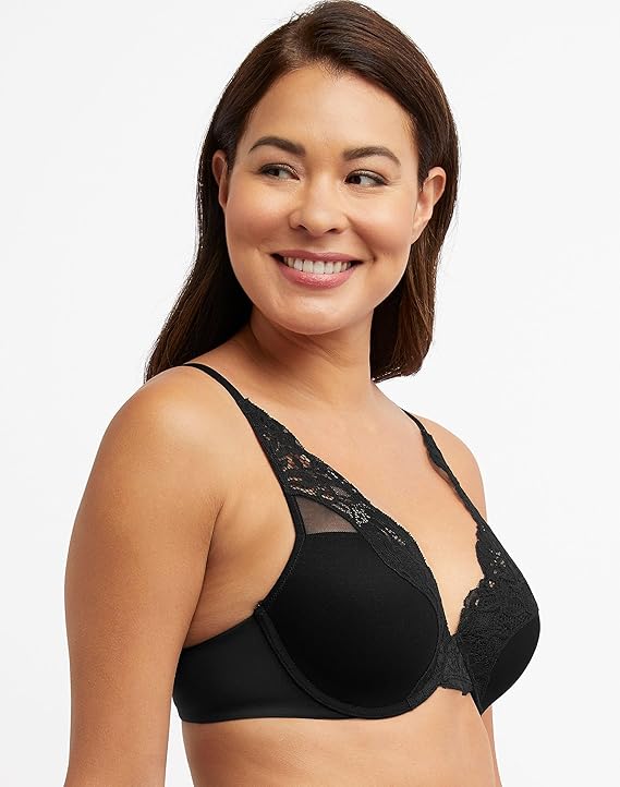 BALI Lace Underwire One Smooth U Comfort Stretch Convertible Bra BLACK 42D