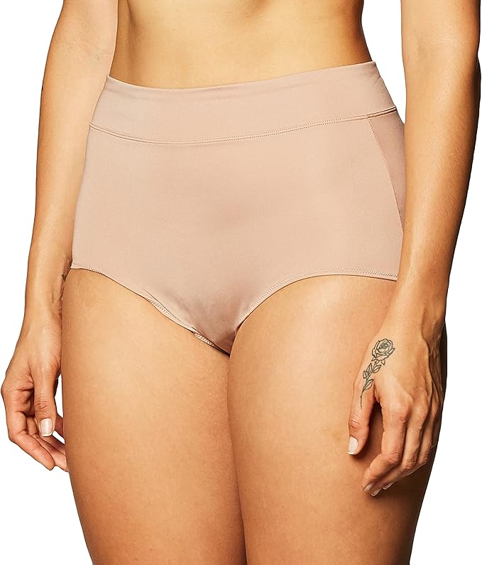 WARNER'S No Pinching No Problems Hi Cut Brief Panty TOASTED ALMOND M