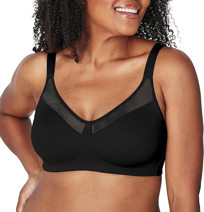 PLAYTEX 18 Hour Minimizer Smoothing Full-Coverage Wireless T-Shirt BLACK 36D
