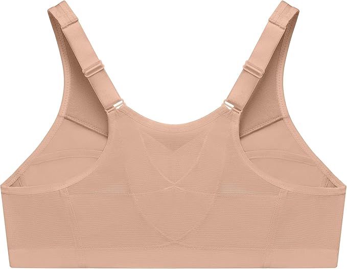 GLAMORISE Plus Size MagicLift Front-Closure Posture Back Bra Wirefree CAFÉ 40H