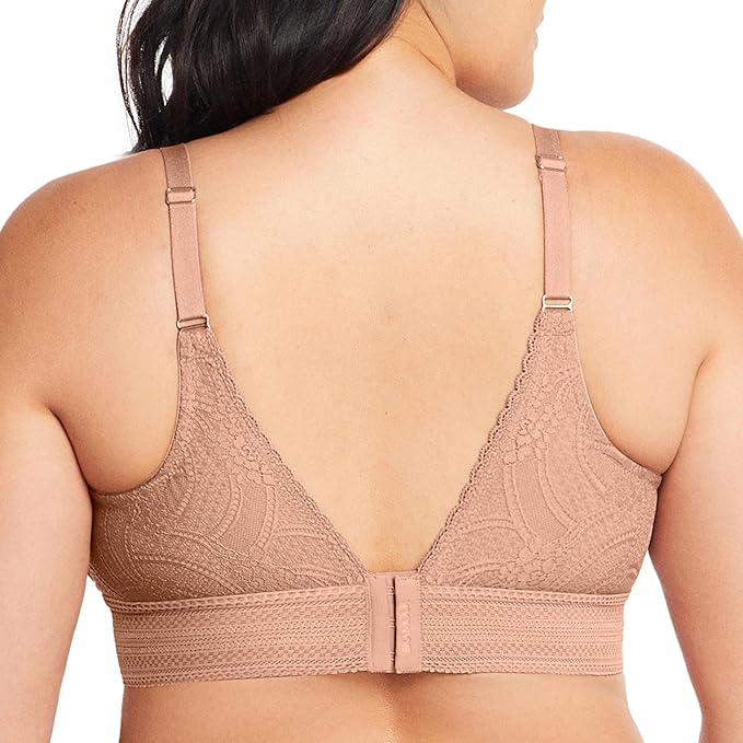 GLAMORISE Plus Size Luxe Lace Bralette Wirefree CAPPUCCINO 42DD