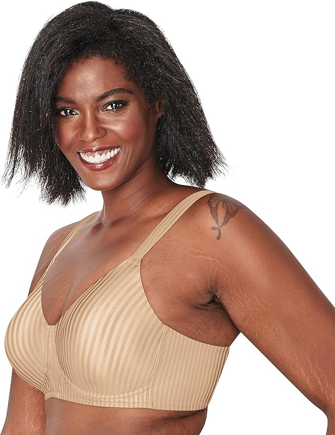 PLAYTEX Perfectly Smooth Wireless Full-coverage T-shirt Bra NUDE STRIPE 38D