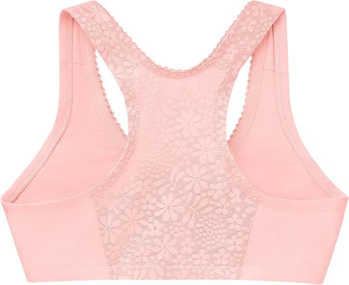 GLAMORISE Front-Closure Cotton T-Back Wirefree PINK 44BCD