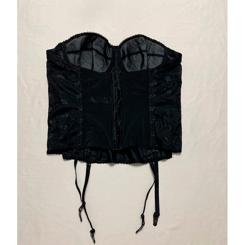 Dominique Women’s Lace Longline Corset Bustier Bra Black 42A