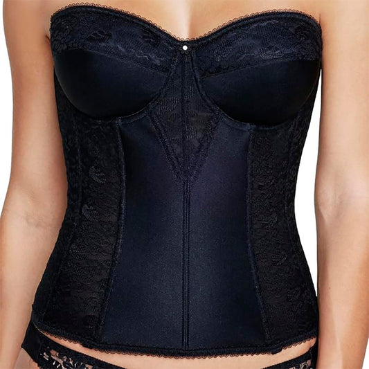 Dominique Women’s Lace Longline Corset Bustier Bra Black 42A