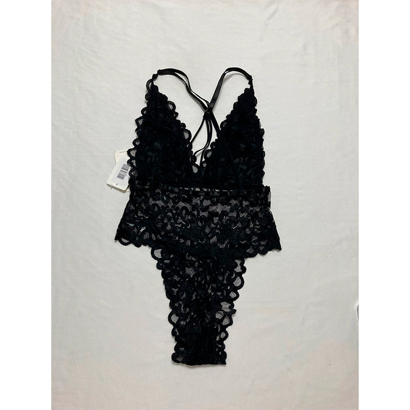 Oh La La Cheri - Jeana High Leg Galloon Lace Teddy With Multi-Strap Back Detai S/M