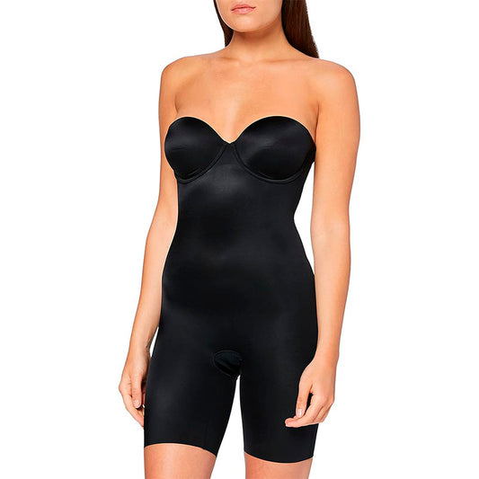SPANX Suit Your Fancy Strapless Cupped Mid-Thigh Bodysuit Very Black XS
