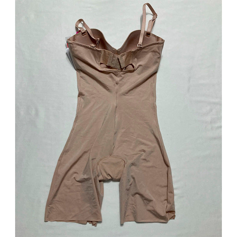 SPANX Suit Your Fancy Strapless Cupped Mid-Thigh Bodysuit Champagne Beige MD