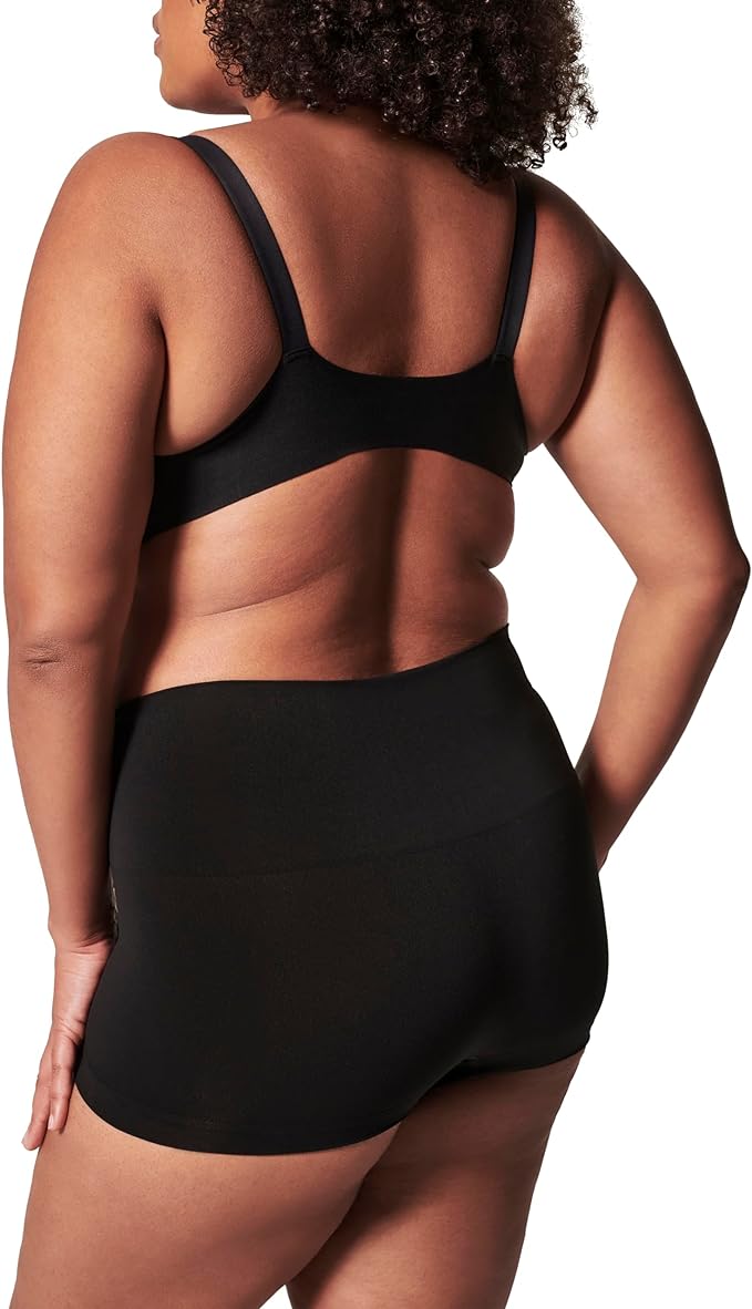 SPANX Seamless Shaping Boyshor Recycled Nylon Fabric Blend - Very Black XS