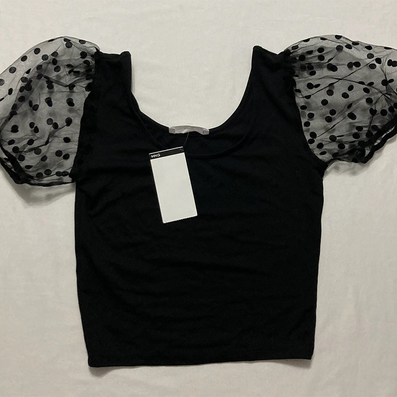 MANGO Openwork Detail Blouse Black XS