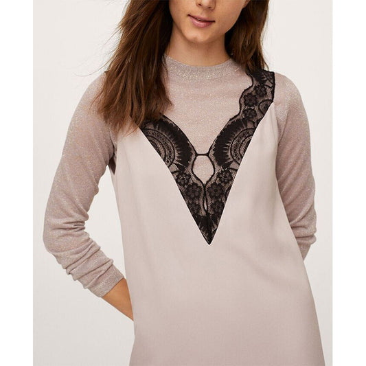 MANGO Lace Camisole Dress Nude L