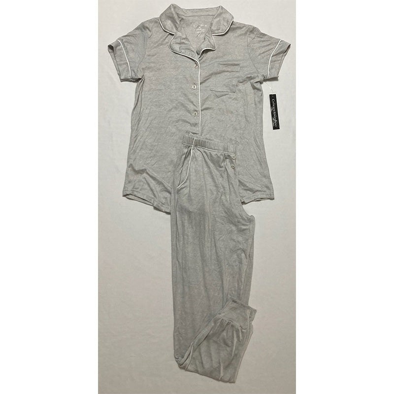 Catherine Malandrino 2pc Short Sleeve Pajama Set Grey M