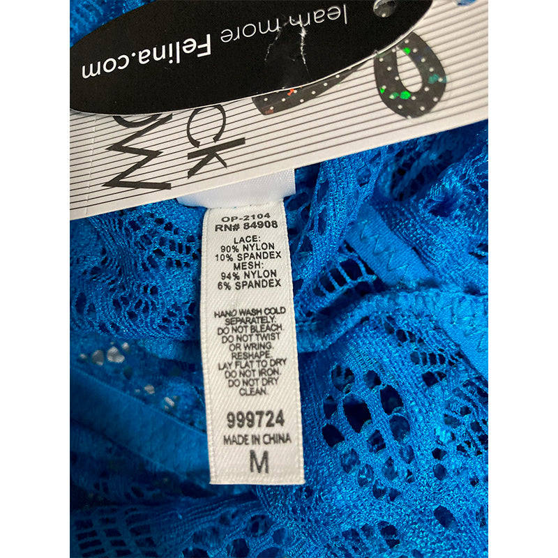 Jezebel Renee Lace & Mesh Babydoll Set Style Blue M