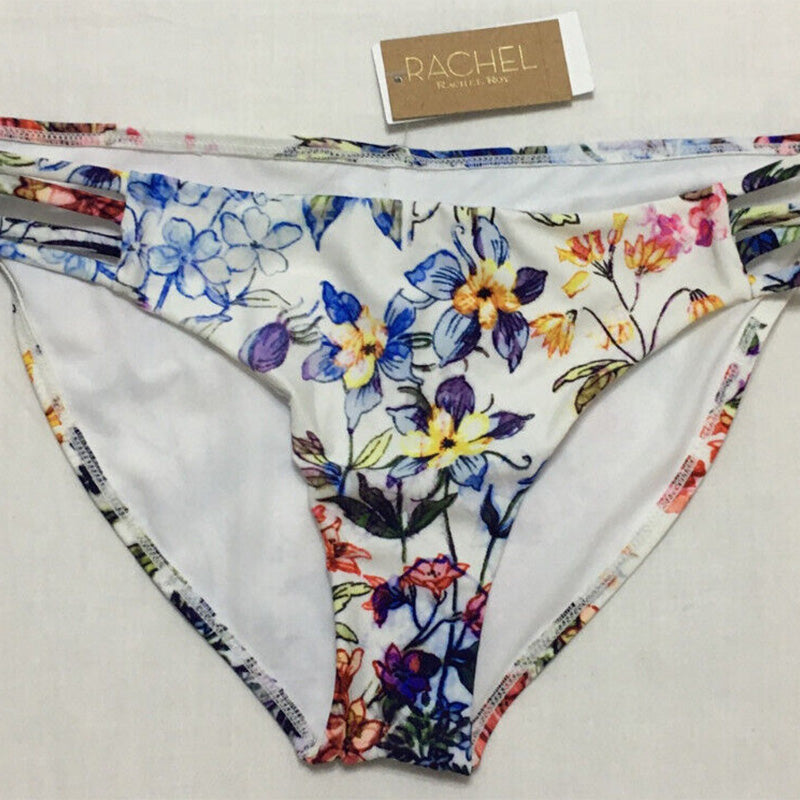 RACHEL Rachel Roy Floral Print Strappy Swim Bottom Separates White XL