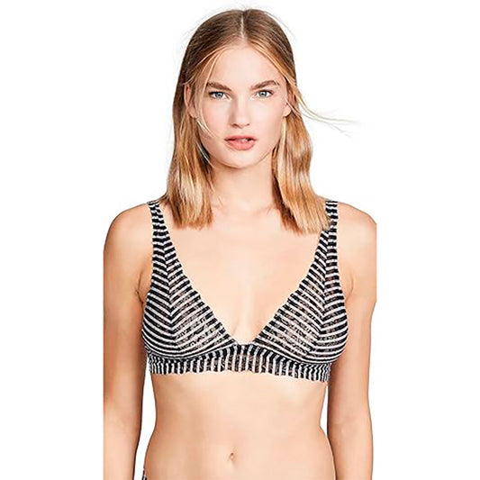 Cosabella Pixie Printed Triangle Bralette Black Stripe Dot S