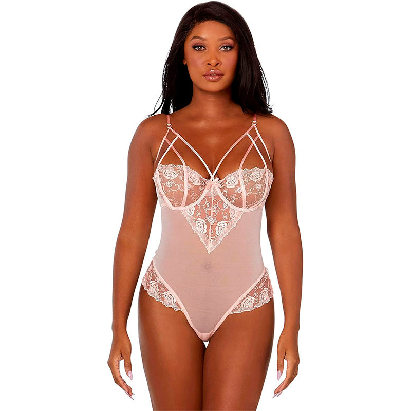 Dreamgirl Women's Teddy, Pink Champagne, Large