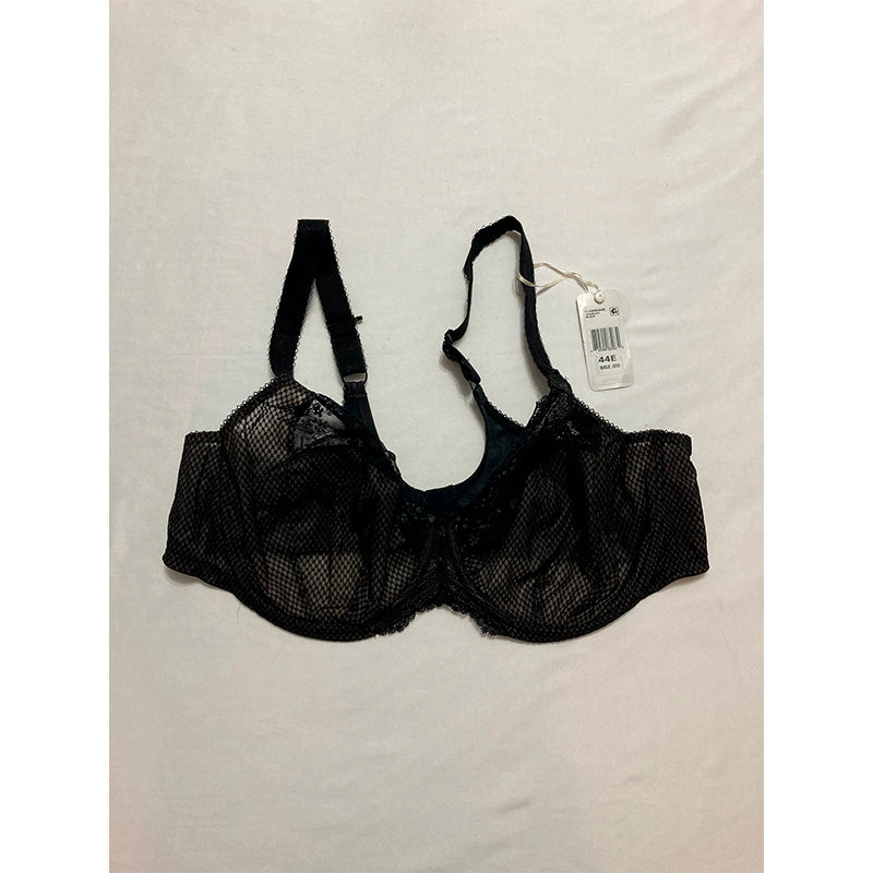 Elomi Women's Plus Size Charley Stretch Lace Underwire Plunge Bra Black 44E