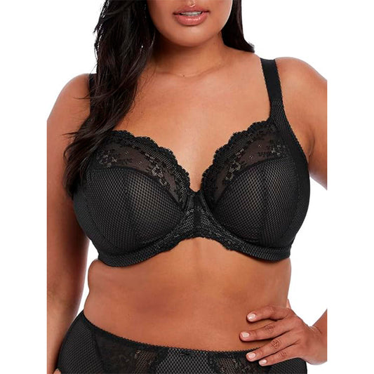 Elomi Women's Plus Size Charley Stretch Lace Underwire Plunge Bra Black 44E