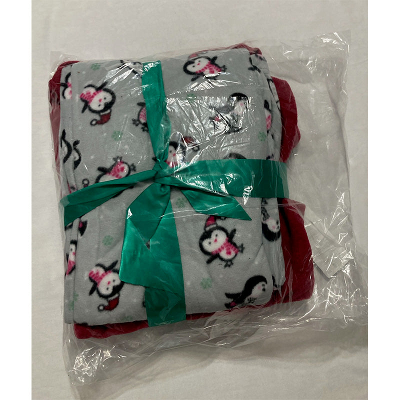 Goodnight Kiss Printed Faux Fur Slippers Pajama Set Red XL