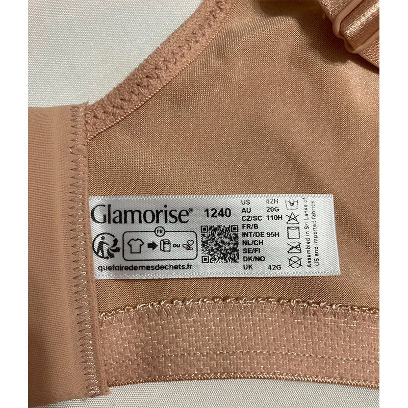 Glamorise Low Cut Wonderwire Lace Bra Underwire Nude 42H