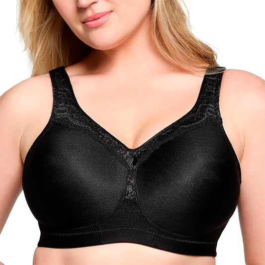 Glamorise Full Figure MagicLift Seamless Firm Support Bra Wirefree Black 38DD
