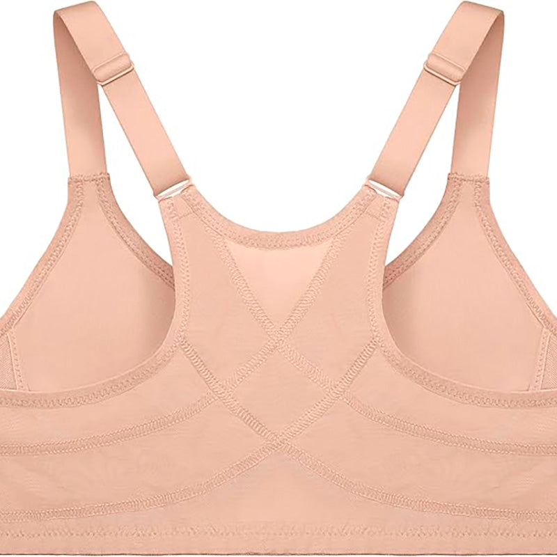 Glamorise Women's Plus Size Wonderwire Posture Back Bra Underwire CAFÉ 38F