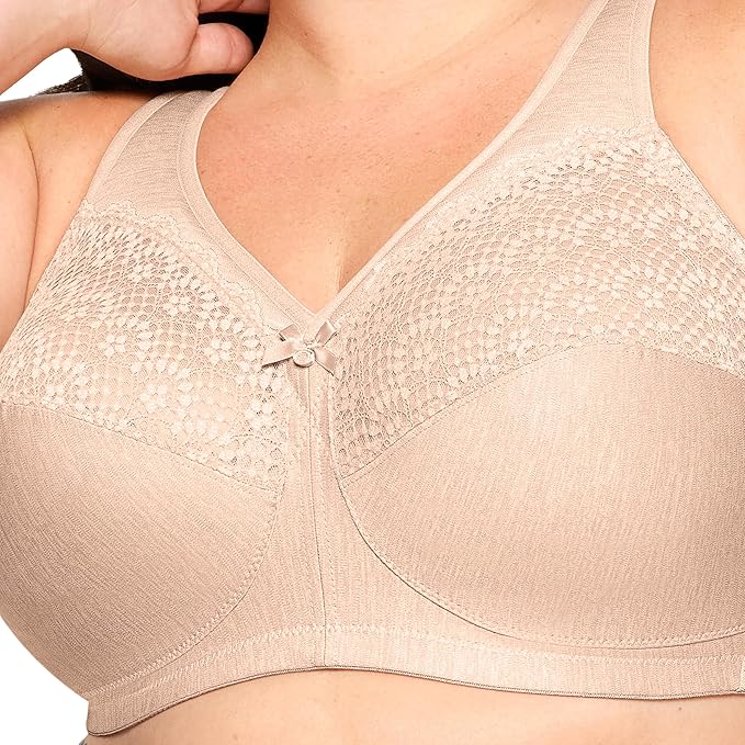 GLAMORISE Full Figure Plus Size MagicLift Moisture Control Wirefree CAFE 44DD
