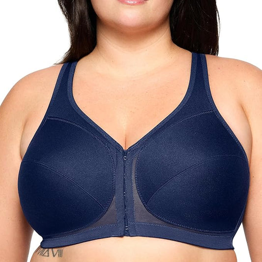 GLAMORISE Full Figure Plus Size MagicLift Front-Closure Posture Back BLUE 38DD