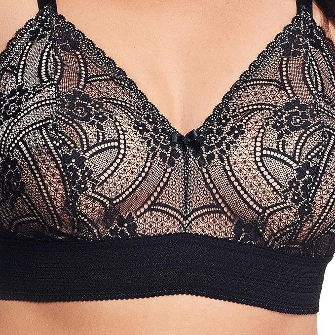 GLAMORISE Luxe Lace Bralette Wirefree BLACK 38C