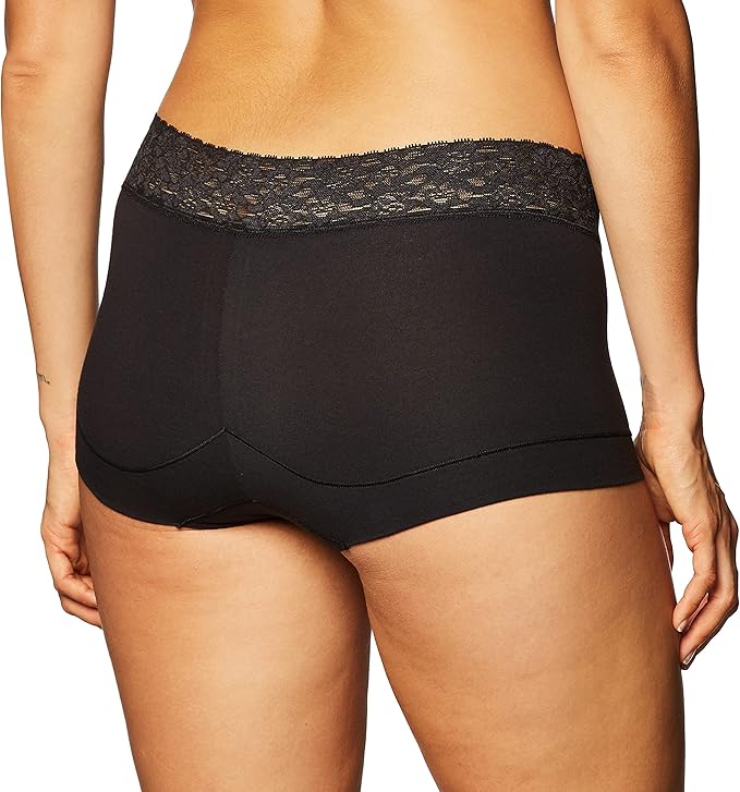 MAIDENFORM Dream Cotton With Lace Boyshort BLACK M