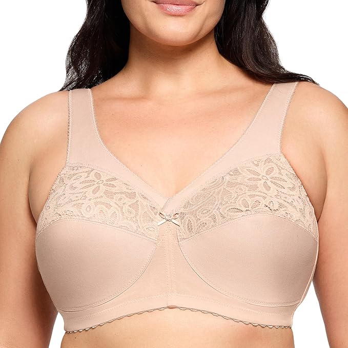GLAMORISE MagicLift Cotton Support Bra Wirefree CAFÉ 36C