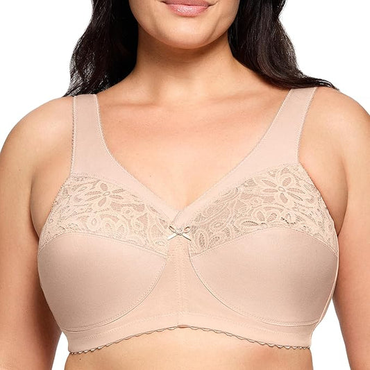 GLAMORISE MagicLift Cotton Support Bra Wirefree CAFÉ 36C