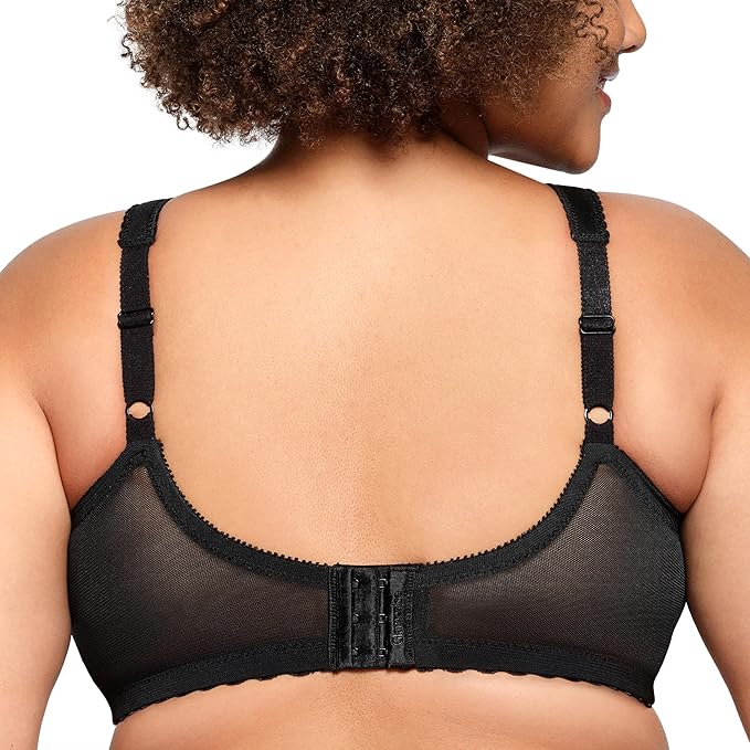 GLAMORISE Full Figure Plus Size Wirefree Support Bra BLACK 38DD