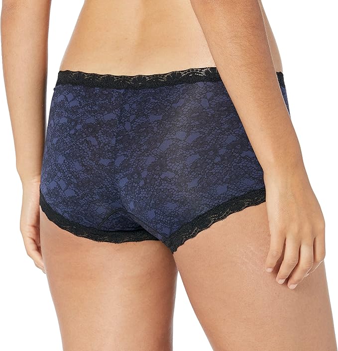 MAIDENFORM One Fab Fit Boyshorts Low-Rise Fit Microfiber NAVY BLACK 6