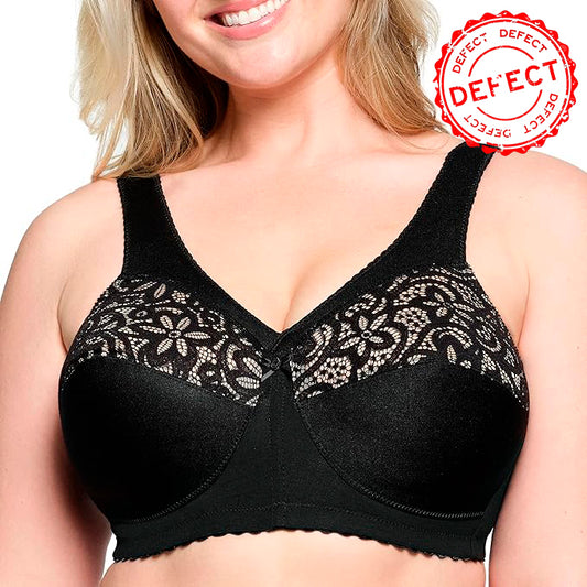 NWD GLAMORISE MagicLift Cotton Support Bra Wirefree BLACK 44DD