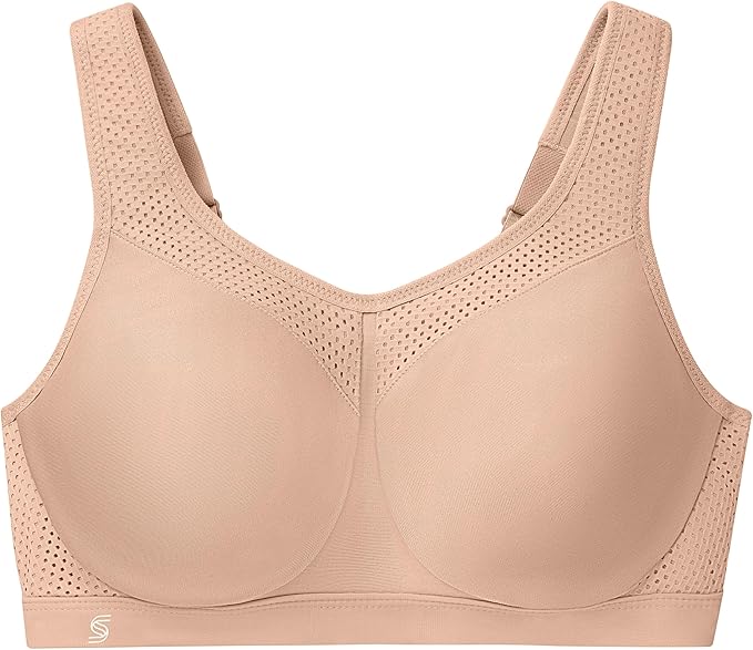 GLAMORISE Full Figure High Impact Wonderwire Sports Bra Underwire CAFÉ 34F