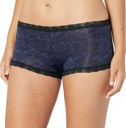 MAIDENFORM One Fab Fit Boyshorts Low-Rise Fit Microfiber NAVY BLACK 6