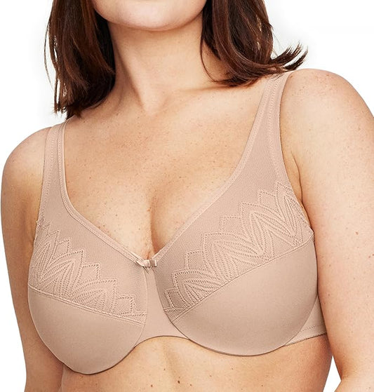 GLAMORISE Plus Size Wonderwire Minimizer Bra Underwire CAFÉ 46D