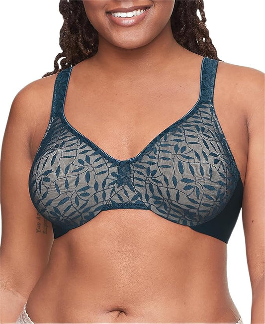 OLGA Sheer Leaves Minimizer Bra DEEP TEAL 36C