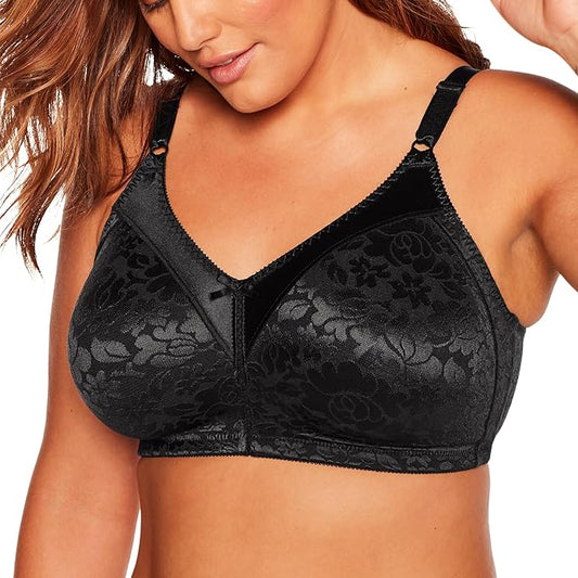 BALI Wireless Lace Bra, Double Support Lace BLACK 42DD