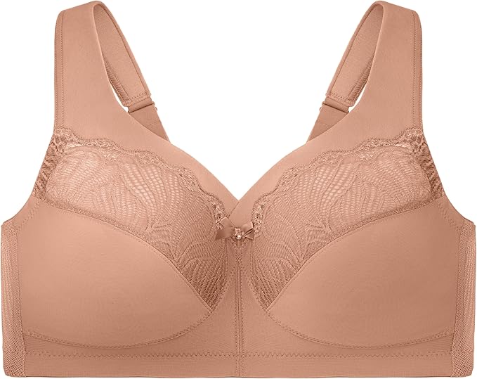 GLAMORISE Plus Size MagicLift Natural Support Bra Wirefree CAFÉ 36C