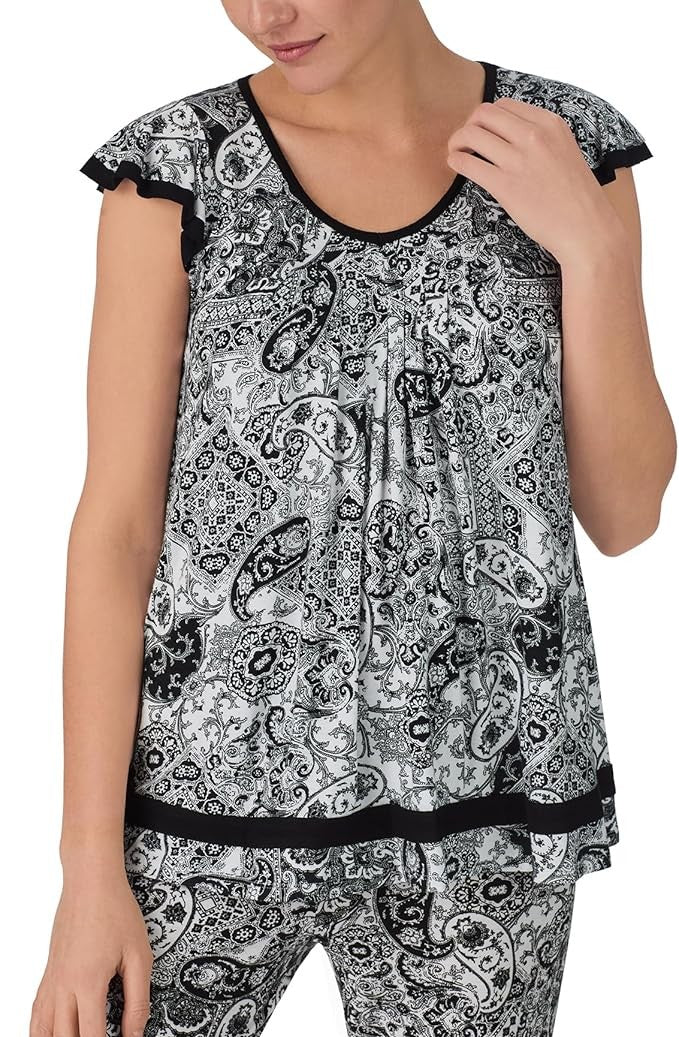 ELLEN TRACY Pajama Top - Soft Stretch BLACK S