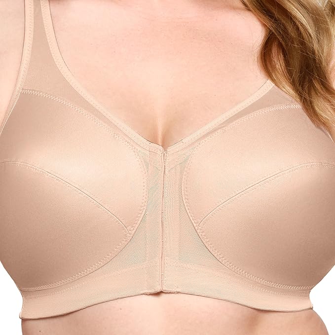 GLAMORISE Plus Size MagicLift Front-Closure Posture Back Bra Wirefree CAFÉ 40H