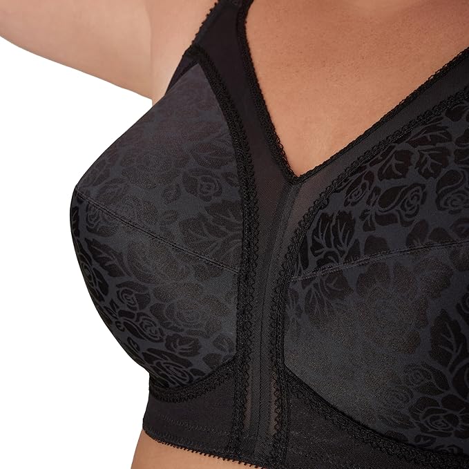 PLAYTEX Wireless Bra, 18 Hour Plus-Size Bras Available, Full Coverage BLACK 38C